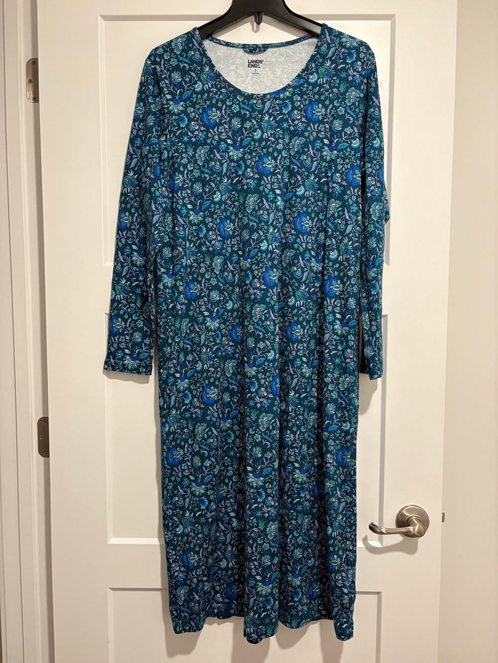Lands' End long-sleeve cotton floral dress 100% cotton Women’s size XL